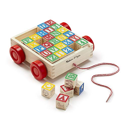Melissa & Doug Classic ABC Wooden Block Cart Educational Toy With 30 1-Inch Solid Wood Blocks