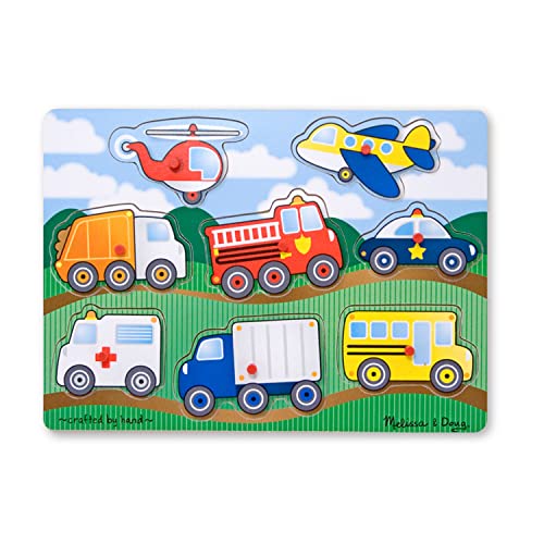 Melissa & Doug Vehicles Wooden Peg Puzzle (8 pcs)
