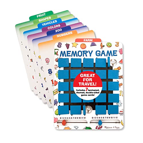 Melissa & Doug Flip to Win Travel Memory Game - Wooden Game Board, 7 Double-Sided Cards