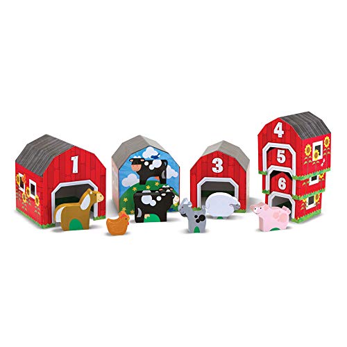 Melissa & Doug Nesting and Sorting Barns and Animals With 6 Numbered Barns and Matching Wooden Animals