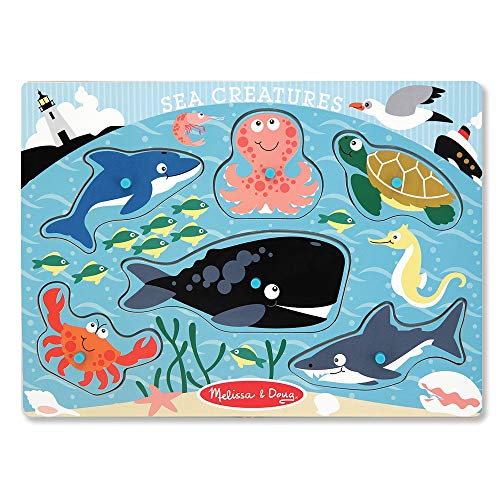 Melissa & Doug Sea Creatures Wooden Peg Puzzle (6 pcs)