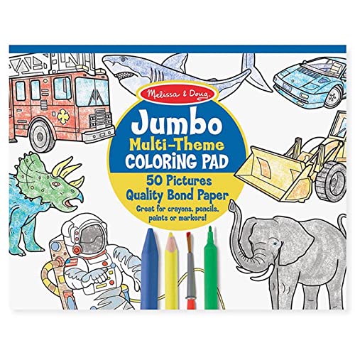 Melissa & Doug Jumbo 50-Page Kids' Coloring Pad - Space, Sharks, Sports, and More
