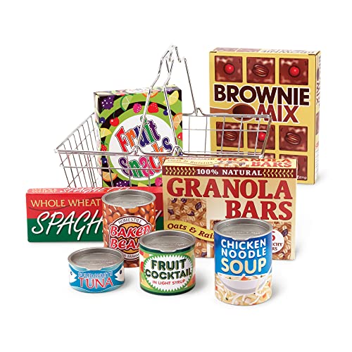 Melissa & Doug Grocery Basket - Pretend Play Toy With Heavy Gauge Steel Construction