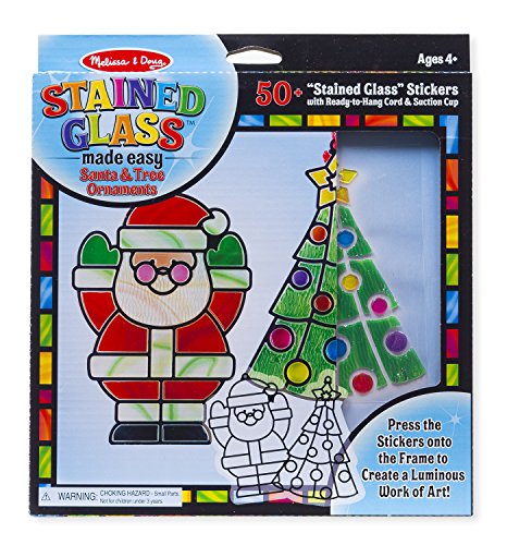 Melissa & Doug Stained Glass Made Easy Craft Kit - Santa and Tree Ornaments