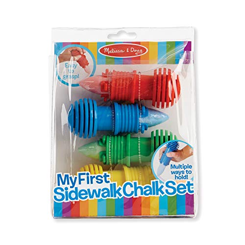 Melissa & Doug My Furst Sidewalk Chalk Set With Holders - 4 Chalk Sticks and 4 Holders
