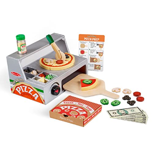 Melissa & Doug Top & Bake Wooden Pizza Counter Play Set (34 Pcs)