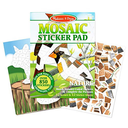 Melissa & Doug Mosaic Sticker Pad Nature (12 Color Scenes to Complete with 850+ Stickers)