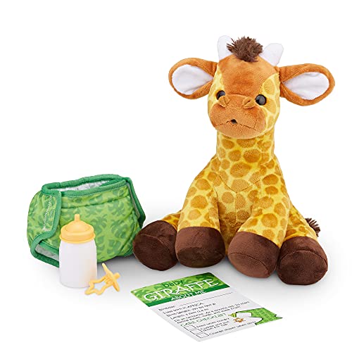 Melissa & Doug 11-Inch Baby Giraffe Plush Stuffed Animal with Pacifur, Diaper, Baby Bottle