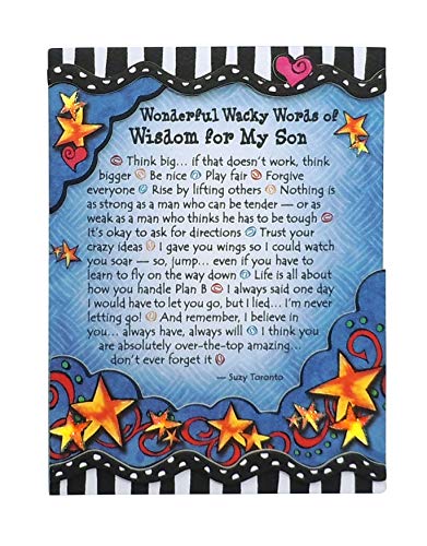 Blue Mountain Arts Miniature Easel Print with Magnet "Wonderful Wacky Words of Wisdom Fur My Son" 4.9 x 3.6 in., Inspiring Birthday, Graduation, Christmas, or "I Love You" Gift, by Suzy Toronto