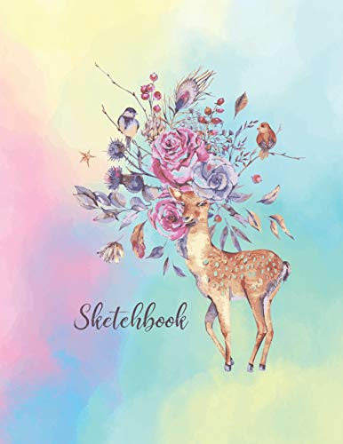 Sketchbook: Activity Sketch Book Watercolor Abstract Painting Instruction Large 8.5 x 11 Inches with 110 Pages (Rainbow Watercolor Cover)