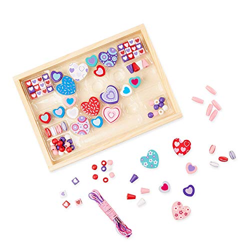 Melissa & Doug Created by Me! Heart Beads Wooden Bead Kit, 120+ Beads and 5 Cords Fur Jewelry-Making