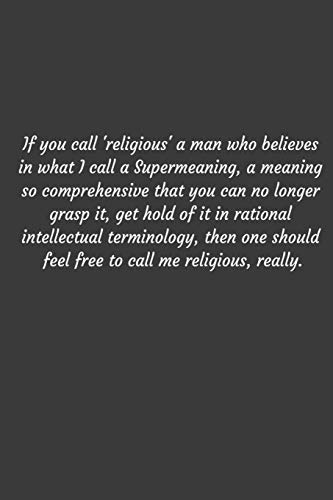 If you call 'religious' a man who believes in what I call a Supermeaning, a meaning so comprehensive that you can no longer grasp it, get hold of it ... to call me religious, really.: Positive Qu