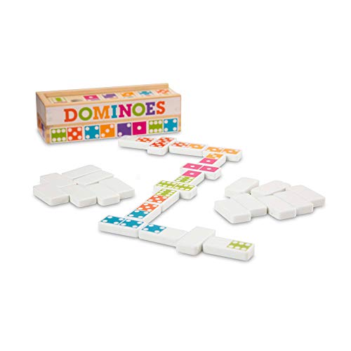 Melia & Doug Dominoesabletopame with 28 Colorful Tiles in Wooden Stage Box