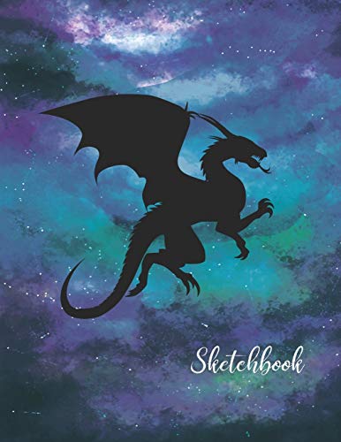 Sketchbook: Activity Sketch Book Watercolor Abstract Painting Instruction Large 8.5 x 11 Inches with 110 Pages (Dragon Watercolor Cover)