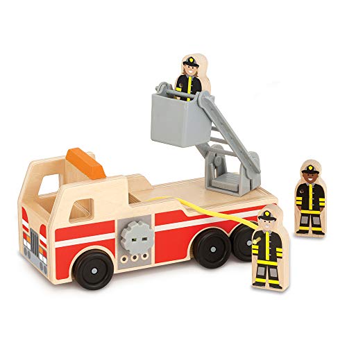 Melia & Doug Wooden Fire Truck With 3 Firefighter ay Figures