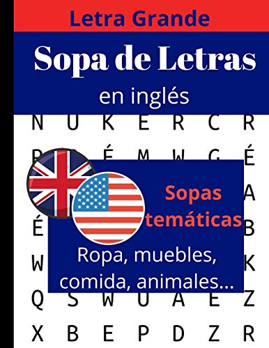 Sopa de letras en ingl??s: libro de sopa de letras para adultos y mayores