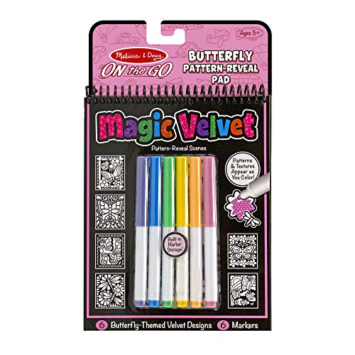 Melissa & Doug On the Go Magic Velvet Pattern-Reveal Scenes Activity Kit - 6 Coloring Boards, 6 Markers