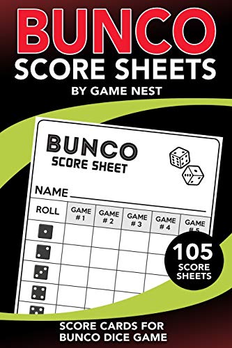 Bunco Score Sheets: 105 Score Keeping Pads | Bunco Dice Game Kit Book (Small 6 x 9??? Score Cards)