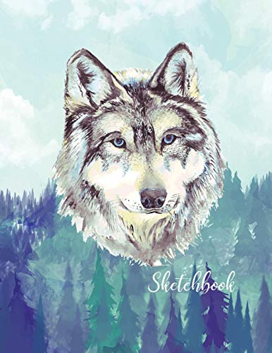 Sketchbook: Activity Sketch Book Watercolor Abstract Painting Instruction Large 8.5 x 11 Inches with 110 Pages (Wolf Sketchbook Cover) by Caitlin Settecase