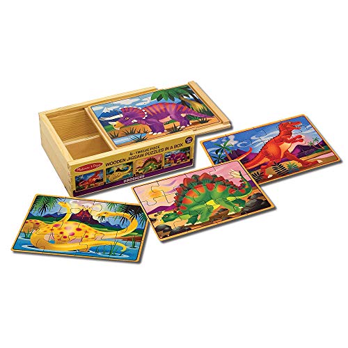Melissa & Doug Wooden Jigsaw Puzzles in a Box - Dinosaur