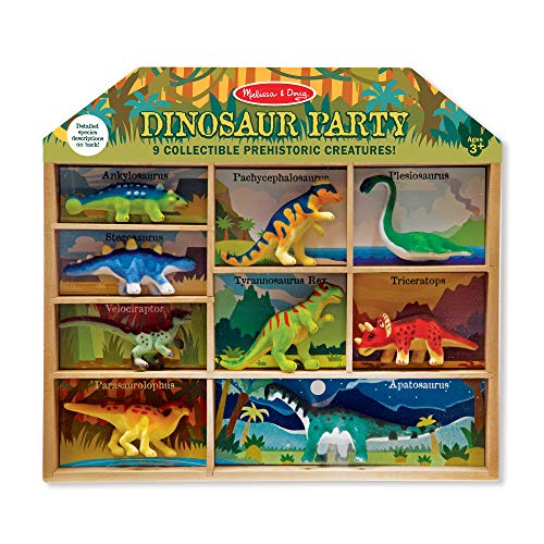Melia & Doug Dinaurarty ay Set - 9 Collectible Miature Dinaurs ia'se