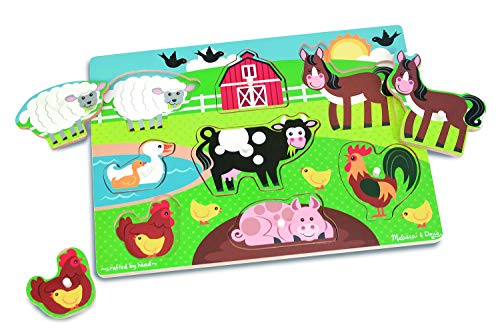 Melissa & Doug Farm Wooden Peg Puzzle (8 pcs)