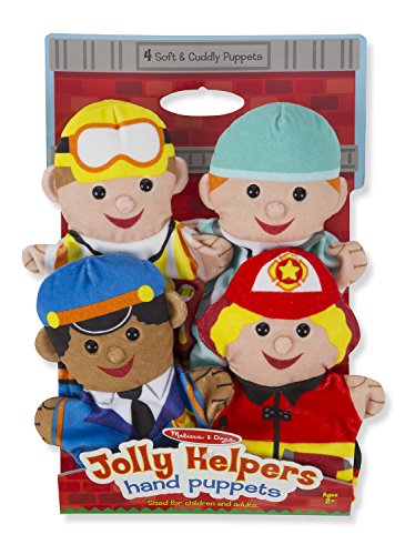 Melia & Doug Jolly Helpersand Puppets - The Origa'set of 4, Construction Worker, Doctor, Police Officer, Firefighter, Gat Gift for Girls & Boys - Kids Toy Best for 2, 3, 4, 5, 6 ar Olds)