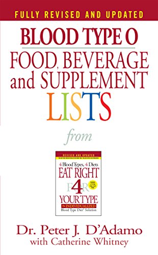 Blood Type O Food, Beverage And Supplement Lists (Eat Right 4 Your Type)