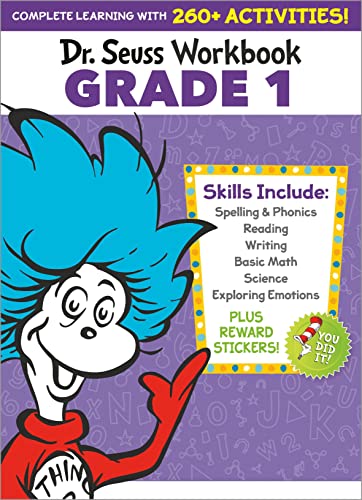 Dr. Seuss Workbook: Grade 1: 260+ Fun Activities With Stickers And More! (Spelling, Phonics, Sight Words, Writing, Reading Comprehension, Math, ... Science, Sel) (D