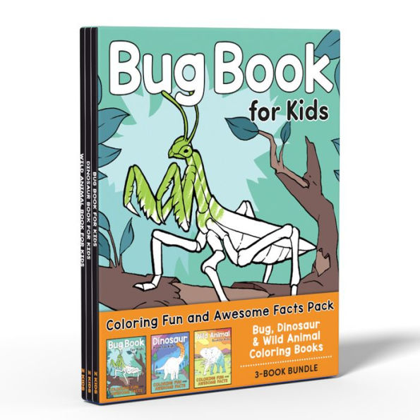 Coloring Book Box Set: 3 Books For Coloring Fun And Awesome Facts About Dinosaurs,Bugs,And Wild Animals (Perfect Gift For Kids Ages 3-7) (A Did You Know? Coloring Book)