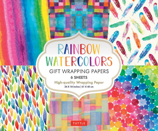 Rainbow Watercolors Gift Wrapping Papers - 6 Sheets: 24 X 18 Inch Wrapping Paper