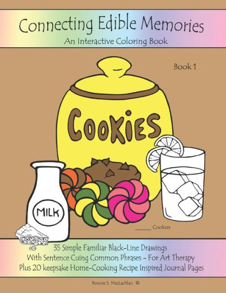 Connecting Edible Memories - Book 1: Interactive Coloring And Activity Book For People With Dementia, Alzheimer's, Stroke, Brain Injury And Other ... Drawings With Sentence Cuing Common Phrases.