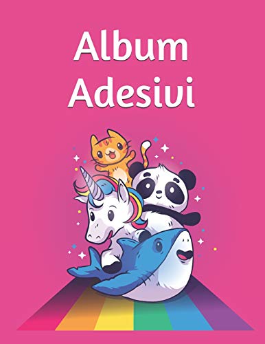 Album Adesivi: Panda Unicorno Gatto Pescecane Famiglia 1| A4+ Bianco | 35 Pagine Carta Silicone-Free Paper | Idea Regalo (Italian Edition)