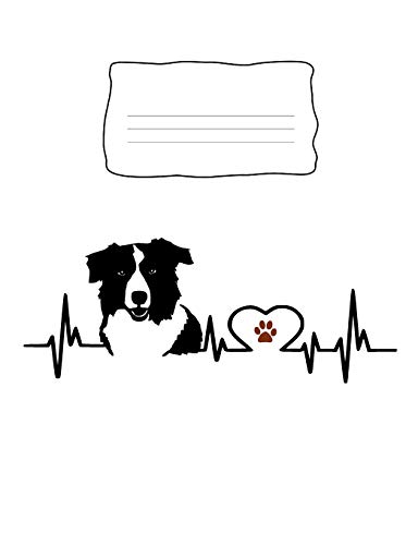 Composition Notebook: Border Collie Heartbeat Ekg Heart Line