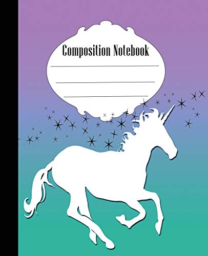 Composition Notebook: Pretty Stars And Unicorn Composition Notebook Wide Ruled 7.5 X 9.25 In, 100 Pages Book For Kids, Teens, School, Students And Teachers