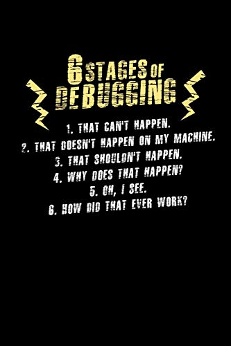 6 Stages Of Debugging: 120 Pages I 6X9 I Dot Grid I Funny Software Engineering, Coder & Hacker Gifts