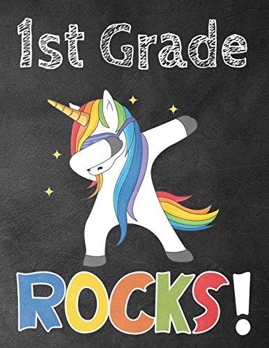 1St Grade Rocks!: Funny Back To School Notebook,Gift For Girls And Boys,109 College Ruled Line Paper,Cute School Notebook,School Composition Notebooks ,Unicorn Cover