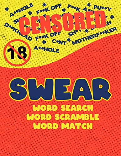 Swear: Naughty Cuss Word Search Scramble Match Logical Puzzle Game Book For Adult Large Size Red Comic Style Design Soft Cover