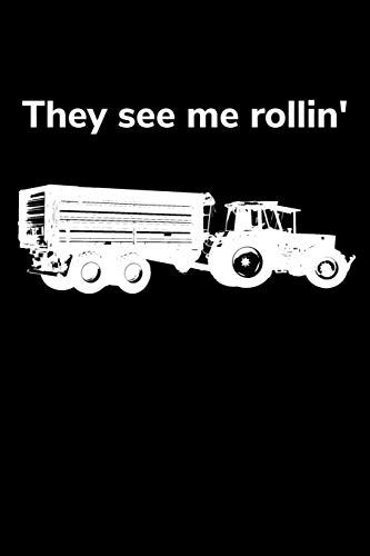 They See Me Rollinæ: A5 Liniertes Notizbuch Mit Einem Trecker Und Anh?nger F?r Einen Landwirt Oder Lohner In Der Landwirtschaft Als Geschenk