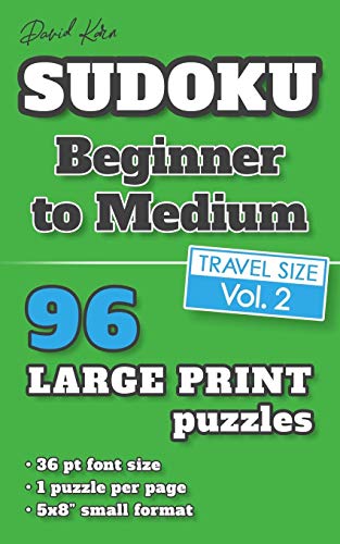 David Karn Sudoku – Beginner To Medium Vol 2: 96 Puzzles, Travel Size, Large Print, 36 Pt Font Size, 1 Puzzle Per Page