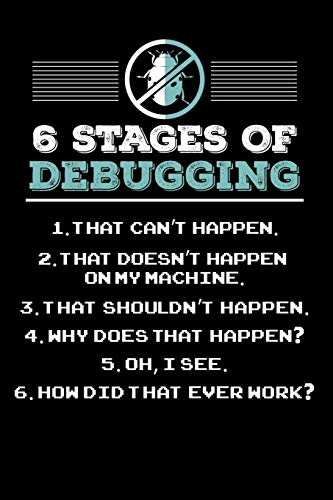 6 Stages Of Debugging: 120 Pages I 6X9 I Cornellnotes I Funny Software Engineering, Coder & Hacker Gifts - 9781080742646