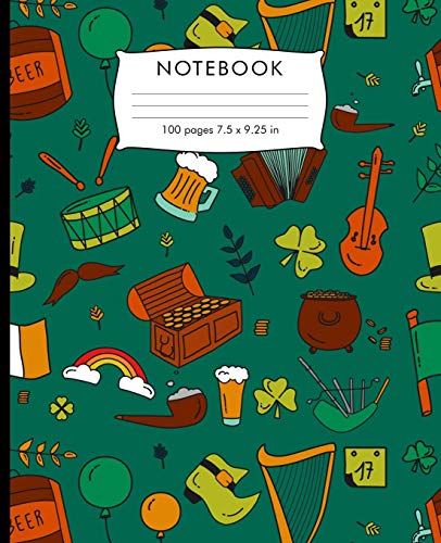 Notebook: Irish St. Pattrick Pattern Hand Writing Paper. 100 Pages Handwriting Book 7.5 X 9.25 Inches For Practice Writing.
