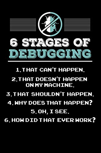 6 Stages Of Debugging: 120 Pages I 6X9 I Graph Paper 5X5 I Funny Software Engineering, Coder & Hacker Gifts - 9781082176814