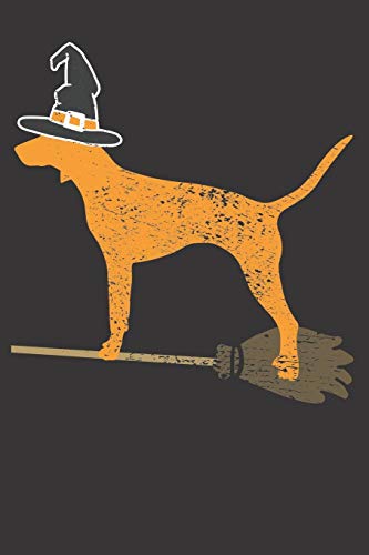 Notebook: Bluetick Coonhound Dog Halloween Witch Vintage Dot Grid Dotted 6X9 120 Pages