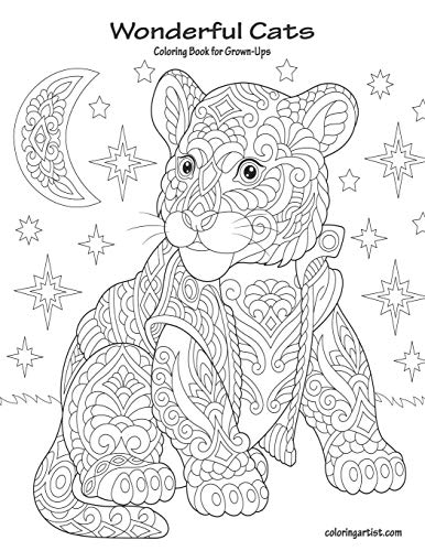 Wonderful Cats Coloring Book For Grown-Ups