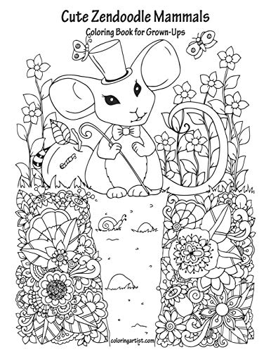 Cute Zendoodle Mammals Coloring Book For Grown-Ups