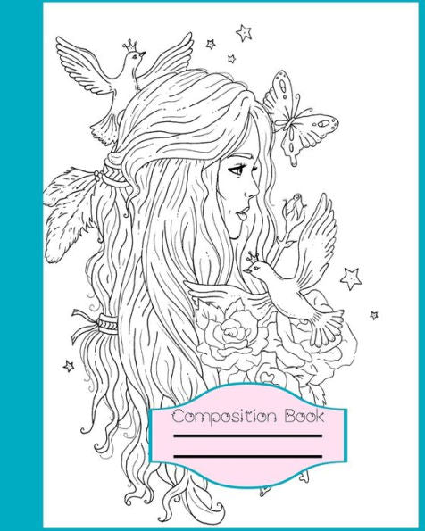 Composition Book: Pretty Princess Coloring Notebook for Girls, Children, Teens and Little Princesses with pink and Teal for students and young adults