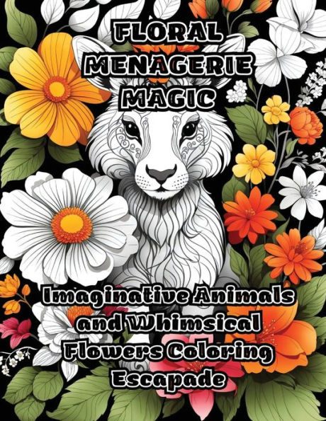 Floral Menagerie Magic: Imaginative Animals and Whimsical Flowers Coloring Escapade