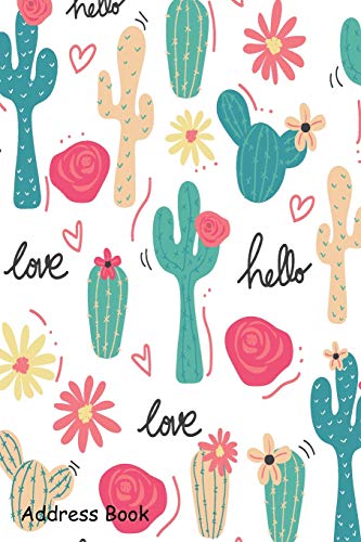 Address Book: For Contacts, Addresses, Phone, Email, Note,Emergency Contacts,Alphabetical Index With Cute Tropical Cactus Hand Drawn Pattern Seamless