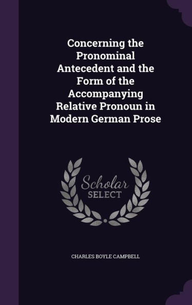 Concerning The Pronominal Antecedent And The Form Of The Accompanying Relative Pronoun In Modern German Prose